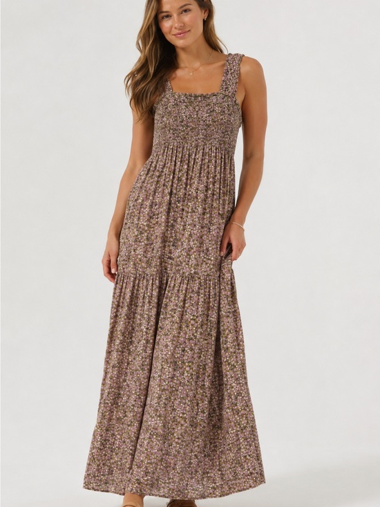 Dresses & Skirts - Smocked Floral Tiered Maxi Dress Feminine